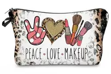 Leopard Animal Print Peace and Love Makeup Bag