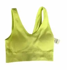 Aerie Yellow Ribbed Padded Sports Bra Bralette Pullover Size XS Wireless NEW