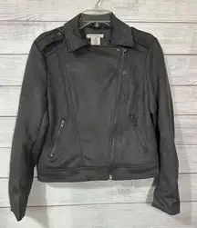 Philosophy‎ Microsuede Biker Jacket Womens Plus Size 2X Gray Fully Lined