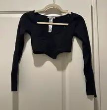 Zara Long Sleeve Black Crop Top