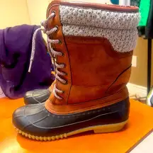 Lane Bryant 9W Snow boots Duck boot knit cuff faux suede waterproof outdoor