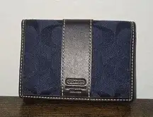 Coach  Navy Blue Signature Logo Card & ID Holder EXCELLENT