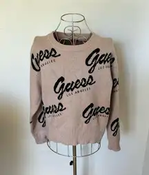 Guess tan and black logo sweater size XS