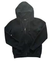 Super Dry Thick Black Wool Knit Minimalist Goth Streetwear Hoodie Jacket Size 10