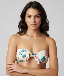 ZAFUL‎ Floral Print Tie Front Bandeau Bikini Top Medium US 6 NWT