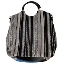 Sole Society Nordstrom Womens Black & White Handbag Tote Boho Purse