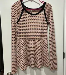 Free People Wavy stripe Pointelle Peplum Top. Size L