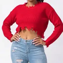 Hera Cropped Collection Distressed Sweater