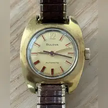 Bulova Automatic Gold Rare Vintage Ladies Watch Two-Tone Stretch Bracelet Works