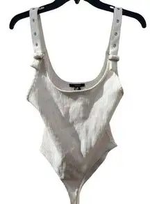 LG Forever21 white ribbed buckle  bodysuit