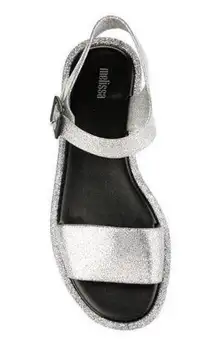 MELISSA | Silver Glitter Buckle Strap Beach Sandals Sandal Jellies Jelly | Size