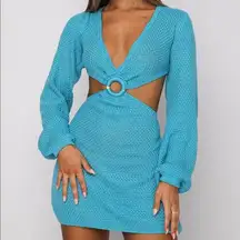 Worth The Wait Crochet Mini Dress Blue