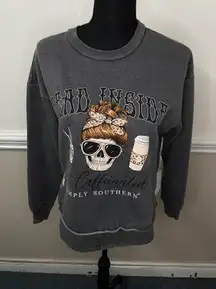 NWT  Skull Coffee Grey Sweatshirt Size Small