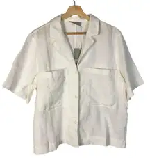 Everlane The Linen Workwear White Short Sleeve Button Down L
