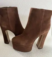 Sam Edelman Eli  Toasted Coconut Closed toe Suede Platform Ankle Dress Boots 9M