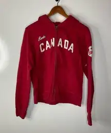 Roots Canada Full Zip Red Hooded Jacket Size Large