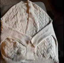 Mystree Ivory Cable Knit Cardigan