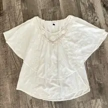 SANCTUARY Flowy Top Size Small White Crochet Embroidered Whimsical Cottage Boho