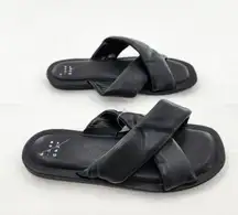 A New Day Black Puffy Cross Strap Sandals Women's Size 6.5