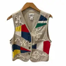 Vintage  Sailing Vest Top Nautical Multicolor M Cottage