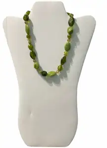 Beaded Tie String Fashion Statement Necklace Green‎