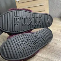 VS Pink Maroon Logo Dog Faux Fur Slide Slippers