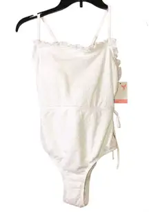 Florence Lace Eyelet Ruffle One Piece Swimsuit White Medium