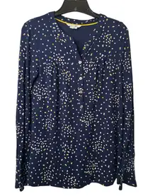 Boden Sinead Dotted V-Neck Top Navy Yellow Polka Dot Size US 4