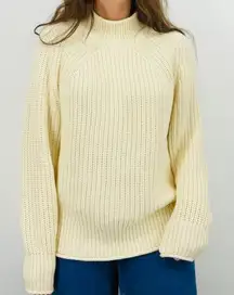 j. crew ivory chunky knit mockneck sweater size M
