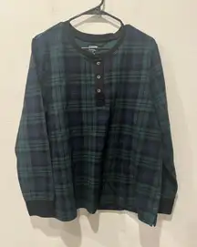 Lands End Women’s Plaid Long Sleeve PJ Top