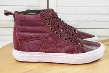 Vans SK8 Hi 46 MTE All Weather Pebble Leather Hightop Sneakers Burgundy 7