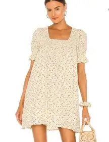 MAJORELLE x  Giovanna Pale Yellow Smock Floral Mini Dress