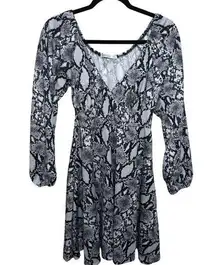 Rebdolls Snake Print Babydoll Long Sleeve Dress Size L