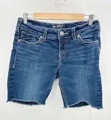 Silver Jeans Co Shorts Women 30 Blue Suki Mid Cut Off Super Stretch Cotton Blend