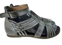 Roan By Bed Stu Scarletty Grey Leather Woven Gladiator Open Toe Sandals Size 7