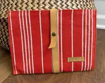 Woven Hand Woven Cotton Textile Orange White Stripe Hand Bag Clutch Purse