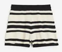 H&M fine knit shorts striped high rise neutral resort beach swim coverup