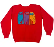 Vintage Laurel Burch Cat Sweatshirt Crewneck Sweater Women's APPROX Size Large