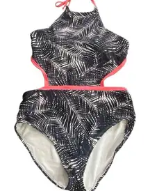 Time & tru full bathing suit size large black white pink