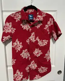 Men’s Red Hawaiian Button Down Modern Amusement 