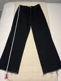 High Waist Wide Leg Black Jeans 