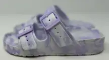 Women’s Lavender and White Tie Dye Double Buckle Slip on Sandals‎ Size 5/6