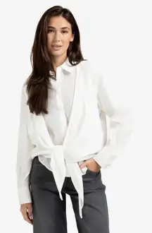 Wishlist Apparel white long sleeve tie-front blouse