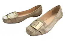 Calvin Klein Slip On Gold Monet Faux Lizard Flats Size 8.5