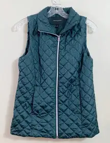 Banana Republic Factory Quilted Printed Slim Galactic Green Heather Vest