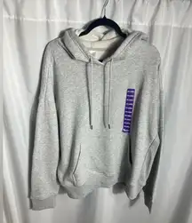 Members Mark Womens Fleece Gray Hoodie Sweater Size XXL Ribbed Kangaroo Pocket