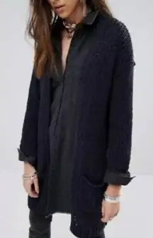 Free People Simply Sienna open knit longline cardigan navy M