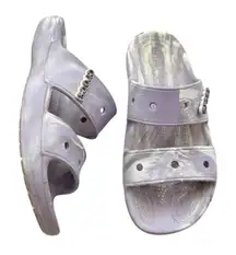 Crocs Purple & White Classic Marbled Two Strap Sandals Size 9