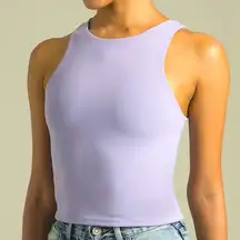 NWT Colorfulkoala Lilac High Neck Contour Tank Top Crop Double Lined - XS