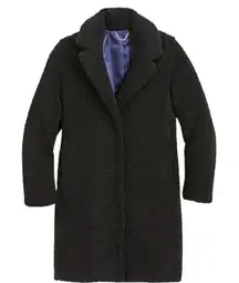 J. Crew Teddy Sherpa Topcoat Snap Button Cozy Black Size S